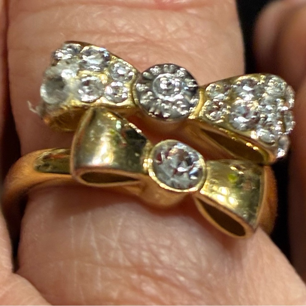 Henri Bendel Gold Bow Ring with Crystal Accents - Picture 3 of 8